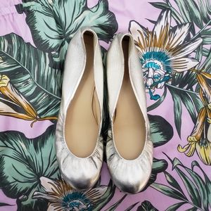 J CREW CeCe Ballet Flats (Italy!) - Warm Silver